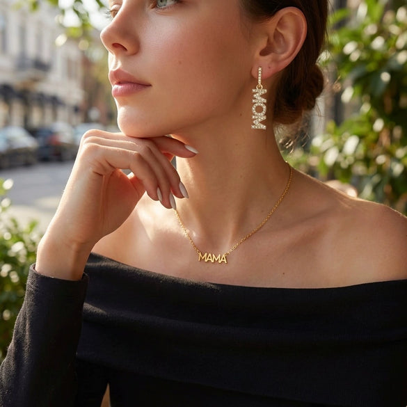 Wholesale Jewelry Casual Style Alloy Electroplated Letter Number Text Pendant Necklace And Earrings For Women And Elders