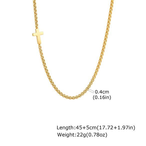Wholesale Jewelry Casual Style Titanium Steel And Stainless Steel Square Chain Cross Necklace With Electroplating