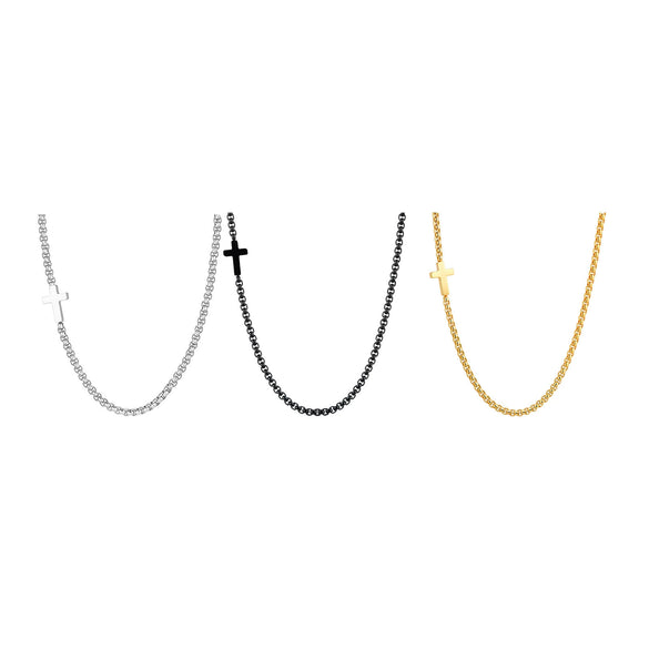 Wholesale Jewelry Casual Style Titanium Steel And Stainless Steel Square Chain Cross Necklace With Electroplating