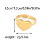 Wholesale Jewelry Casual Sweet Heart Shape 304 Stainless Steel Rhinestones 14K Gold Plated Inlay Open Rings