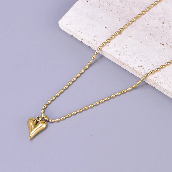 Wholesale Jewelry Casual Sweet Simple Style Heart Shape 304 Stainless Steel Titanium Steel 18K Gold Plated Pendant Necklace