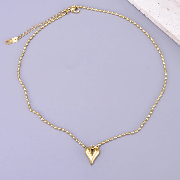 Wholesale Jewelry Casual Sweet Simple Style Heart Shape 304 Stainless Steel Titanium Steel 18K Gold Plated Pendant Necklace