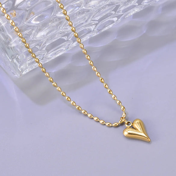 Wholesale Jewelry Casual Sweet Simple Style Heart Shape 304 Stainless Steel Titanium Steel 18K Gold Plated Pendant Necklace