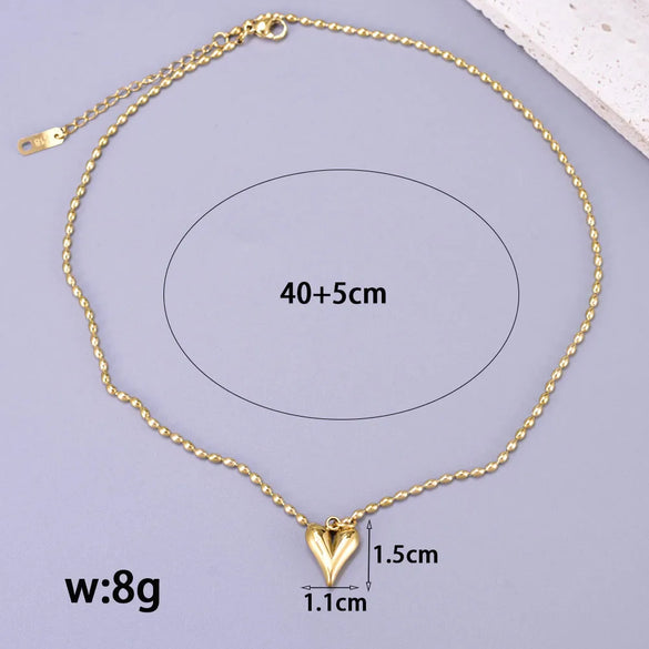 Wholesale Jewelry Casual Sweet Simple Style Heart Shape 304 Stainless Steel Titanium Steel 18K Gold Plated Pendant Necklace