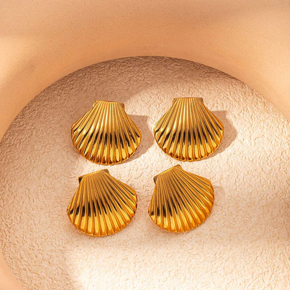 Wholesale Jewelry Casual Tropical Shell 304 Stainless Steel 14K Gold Plated Plating Rings Earrings