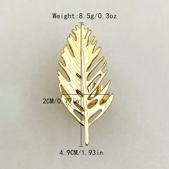 Wholesale Jewelry Casual Vintage Style Tropical Leaves 304 Stainless Steel 14K Gold Plated Plating Hollow Out Open Rings