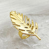 Wholesale Jewelry Casual Vintage Style Tropical Leaves 304 Stainless Steel 14K Gold Plated Plating Hollow Out Open Rings