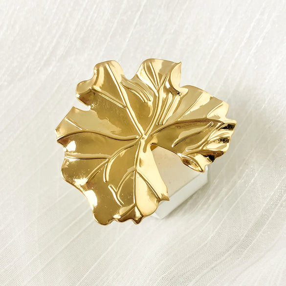 Wholesale Jewelry Casual Vintage Style Tropical Leaves 304 Stainless Steel 14K Gold Plated Plating Hollow Out Open Rings