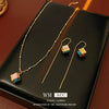 Wholesale Jewelry Cat's Eye Stone Copper Electroplated Heart Water Drop Bell Shaped Necklace And Earrings Set Highend Style