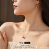 Wholesale Jewelry Cat's Eye Stone Copper Electroplated Heart Water Drop Bell Shaped Necklace And Earrings Set Highend Style