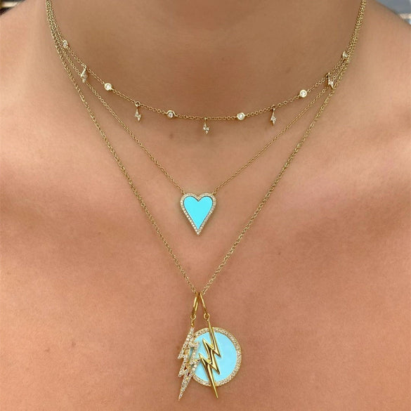 Wholesale Jewelry Classic Heart Brass Plated 18K Gold Zircon Heartshaped Necklace For Women