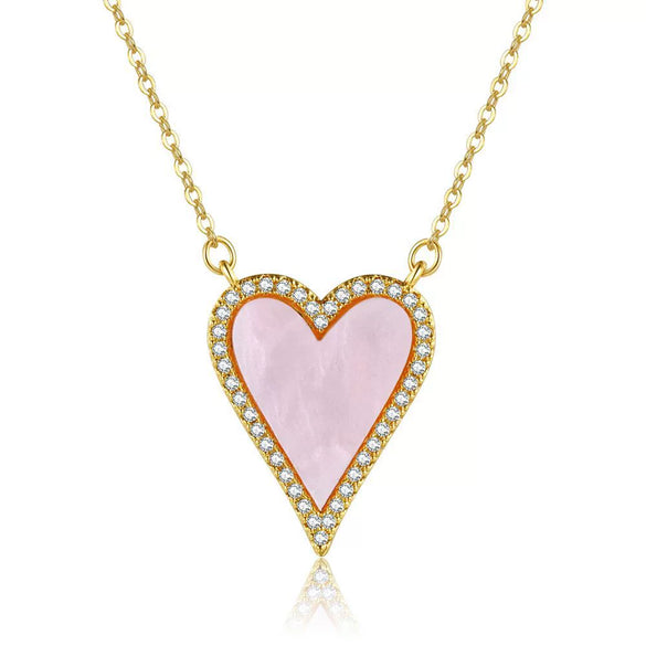 Wholesale Jewelry Classic Heart Brass Plated 18K Gold Zircon Heartshaped Necklace For Women