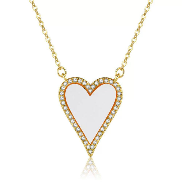 Wholesale Jewelry Classic Heart Brass Plated 18K Gold Zircon Heartshaped Necklace For Women