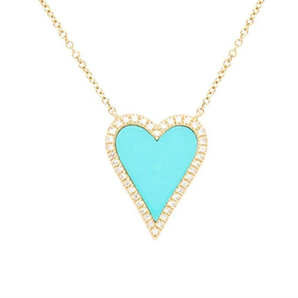 Wholesale Jewelry Classic Heart Brass Plated 18K Gold Zircon Heartshaped Necklace For Women