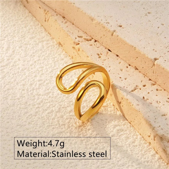 Wholesale Jewelry Classic Style Streetwear Solid Color 304 Stainless Steel 18K Gold Plated Plating Open Rings