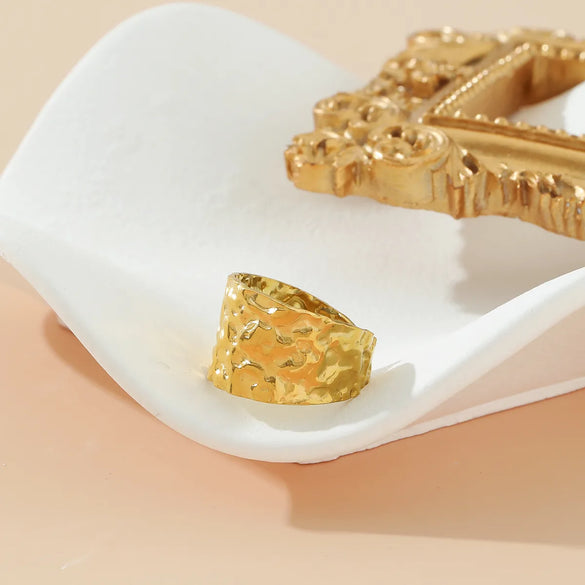 Wholesale Jewelry Classical Retro Solid Color 304 Stainless Steel 18K Gold Plated Open Rings