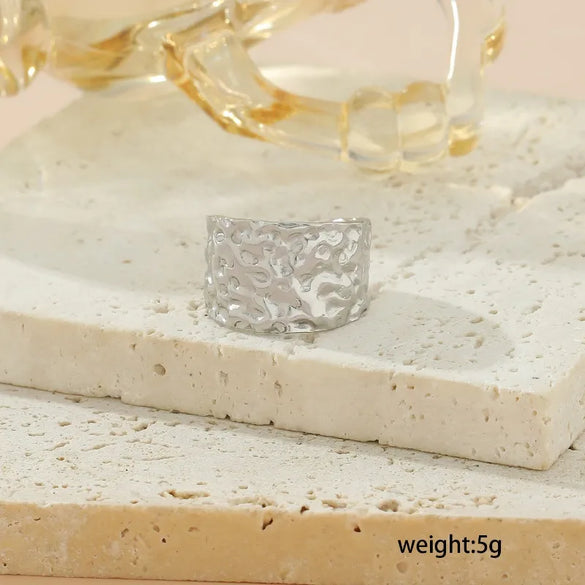 Wholesale Jewelry Classical Retro Solid Color 304 Stainless Steel 18K Gold Plated Open Rings