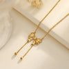 Wholesale Jewelry Classical Romantic Pastoral Bow Knot 304 Stainless Steel Pendant Necklace
