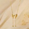 Wholesale Jewelry Classical Romantic Pastoral Bow Knot 304 Stainless Steel Pendant Necklace