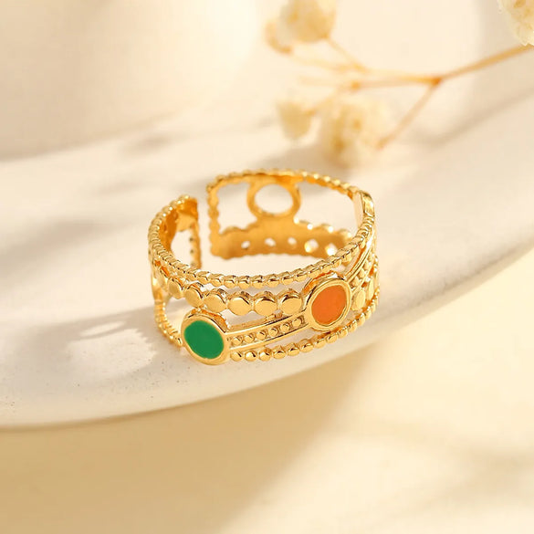 Wholesale Jewelry Classical Vintage Style Romantic Leaves 304 Stainless Steel Open Rings