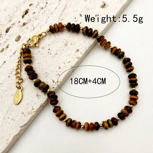 Wholesale Jewelry Classical Vintage Style Round Letter Stainless Steel Beaded Gold Plated Plating Bracelets