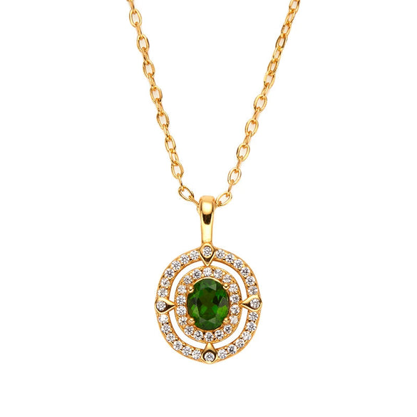 Wholesale Jewelry Clavicle Chain Necklace Pendant Highend Luxury 925 Sterling Silver 18K Gold Plated Geometric Design Set With Gems
