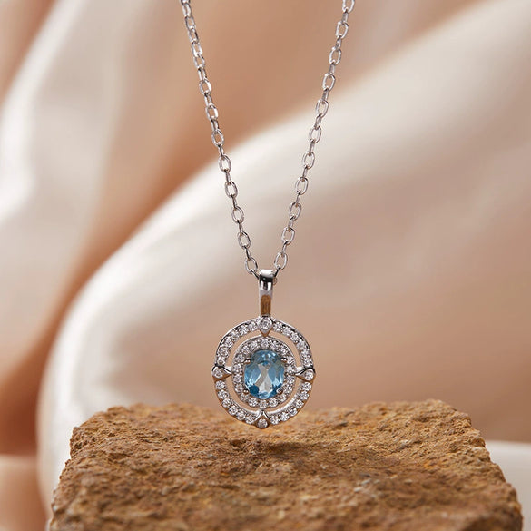 Wholesale Jewelry Clavicle Chain Necklace Pendant Highend Luxury 925 Sterling Silver 18K Gold Plated Geometric Design Set With Gems