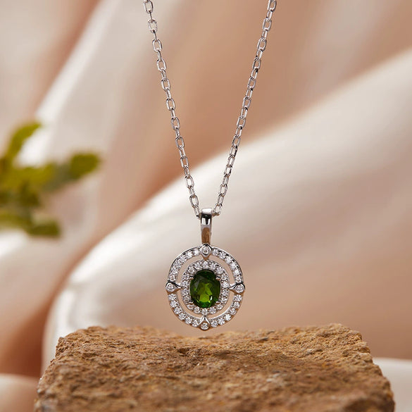 Wholesale Jewelry Clavicle Chain Necklace Pendant Highend Luxury 925 Sterling Silver 18K Gold Plated Geometric Design Set With Gems