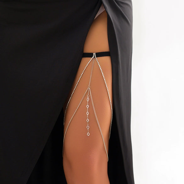 Wholesale Jewelry Cloth Leg Chain With Goldplated Artificial Gemstones And Semiprecious Stones Geometric Design For Women