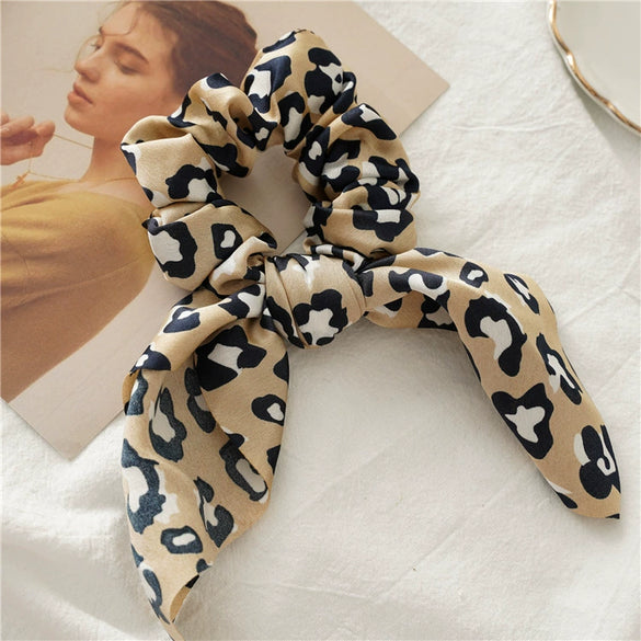 Wholesale Jewelry Cloth Leopard Print Knot Rabbit Ears Joker Head Large Intestine Style Spring And Summer