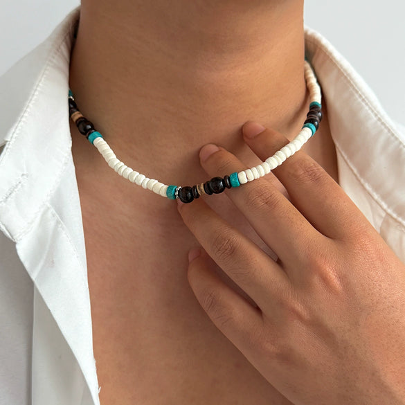 Wholesale Jewelry Coconut Shell Geometric Handmade Men's Necklace
