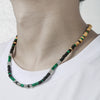 Wholesale Jewelry Coconut Shell Green Peacock Stone Handmade Geometric Style Necklace Unisex