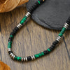 Wholesale Jewelry Coconut Shell Green Peacock Stone Handmade Geometric Style Necklace Unisex