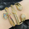 Wholesale Jewelry Colorful Heart Pendant Copper Plated Real Gold Bracelet