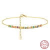 Wholesale Jewelry Colorful Round Beads S925 Sterling Silver Anklet Geometric Style