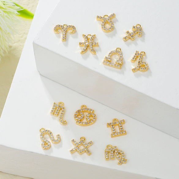 Wholesale Jewelry Constellation Brass 18K Electroplated Micro Set Zircon Pendant
