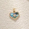 Wholesale Jewelry Copper Abalone Motherofpearl Inlay Heart Drop Geometric Pendant Necklace