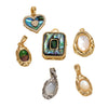 Wholesale Jewelry Copper Abalone Motherofpearl Inlay Heart Drop Geometric Pendant Necklace