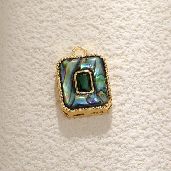 Wholesale Jewelry Copper Abalone Motherofpearl Inlay Heart Drop Geometric Pendant Necklace