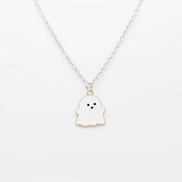 Wholesale Jewelry Copper Alloy Cartoon Color Oil Dripping Ghost Pendant Necklace With Electroplating Processing For Women