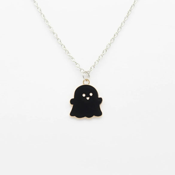 Wholesale Jewelry Copper Alloy Cartoon Color Oil Dripping Ghost Pendant Necklace With Electroplating Processing For Women