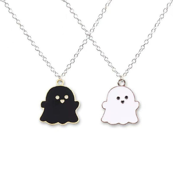 Wholesale Jewelry Copper Alloy Cartoon Color Oil Dripping Ghost Pendant Necklace With Electroplating Processing For Women