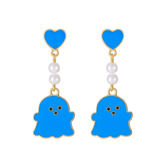 Wholesale Jewelry Copper Alloy Cartoon Color Oil Dripping Ghost Pendant Necklace With Electroplating Processing For Women
