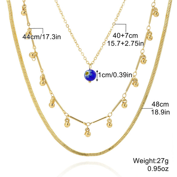 Wholesale Jewelry Copper Alloy Fivepointed Star Geometric Electroplating Multilayer Necklace For Women