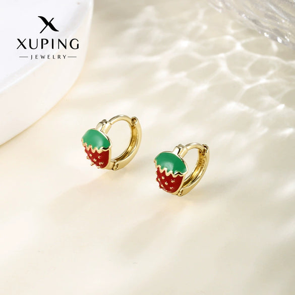 Wholesale Jewelry Copper Alloy Fruit Strawberry Earrings Cute Style Electroplating