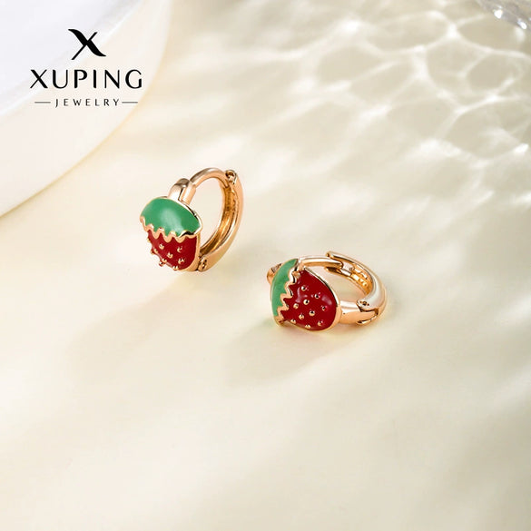 Wholesale Jewelry Copper Alloy Fruit Strawberry Earrings Cute Style Electroplating