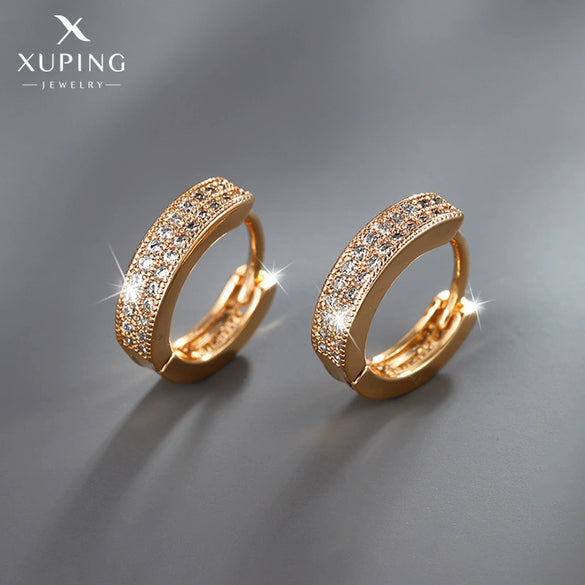 Wholesale Jewelry Copper Alloy Geometric Style Microinlaid Zirconium Doublerow Drill Circle Earrings For Women