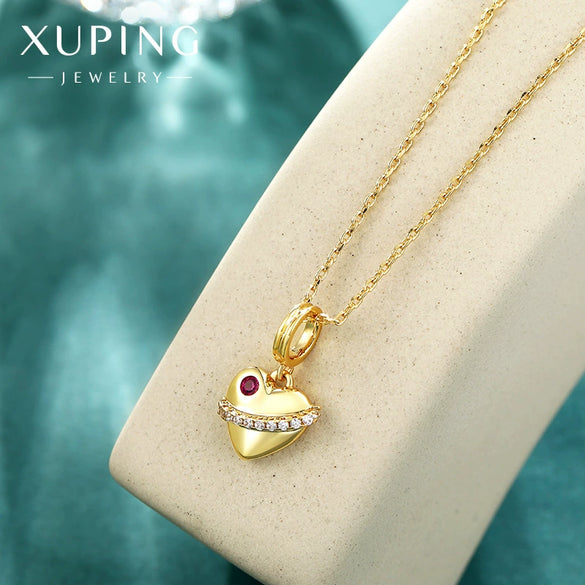 Wholesale Jewelry Copper Alloy Heart Shape Pendant Necklace Electroplated For Women