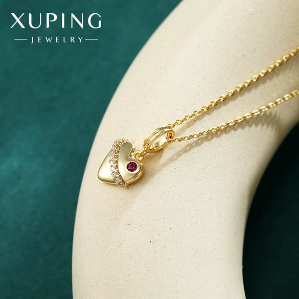 Wholesale Jewelry Copper Alloy Heart Shape Pendant Necklace Electroplated For Women