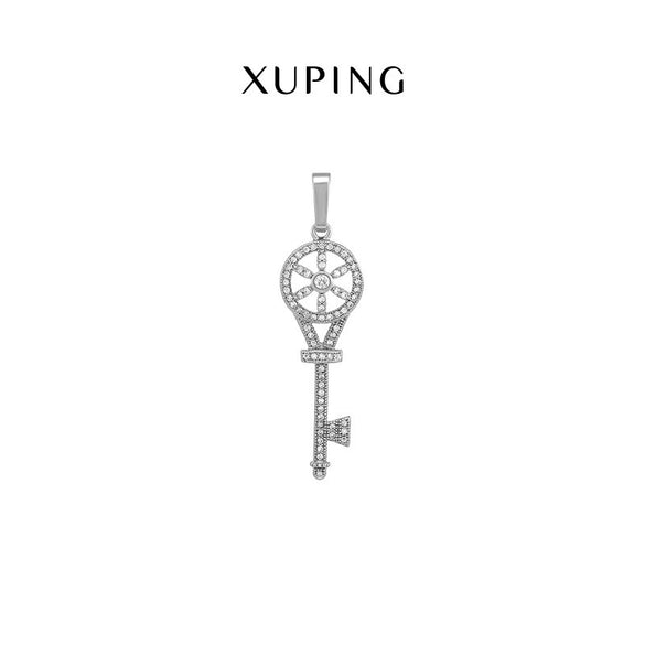 Wholesale Jewelry Copper Alloy Microinlaid Zircon Key Pendant Necklace For Women